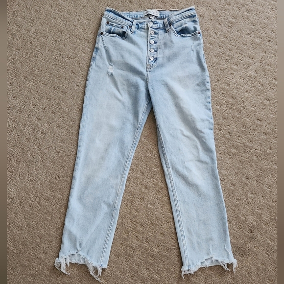 Abercrombie & Fitch Curve Love Ultra High Rise Ankle Straight Button Fly 27/4 - Picture 6 of 12
